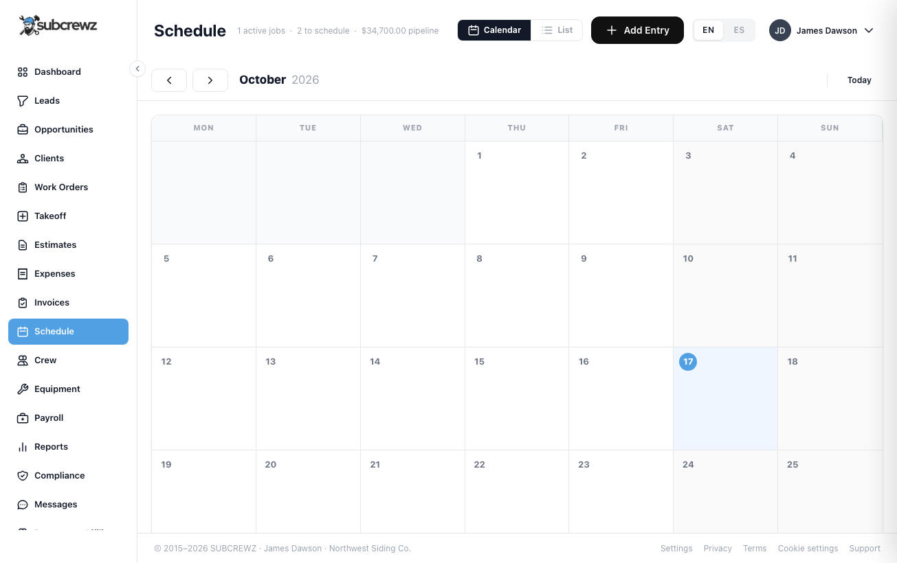 Calendário de Agendamento